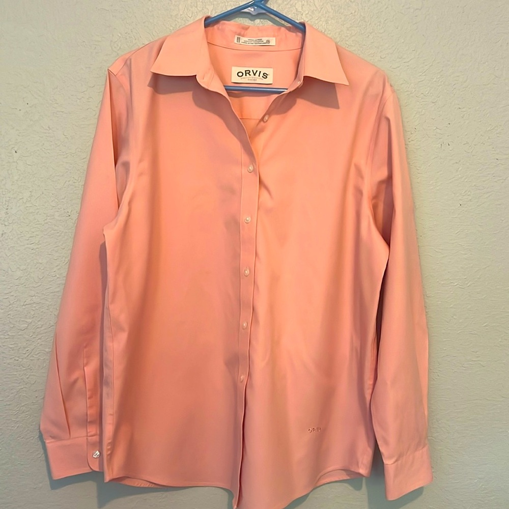Pastel pink Orvis wrinkle free button down size 14
